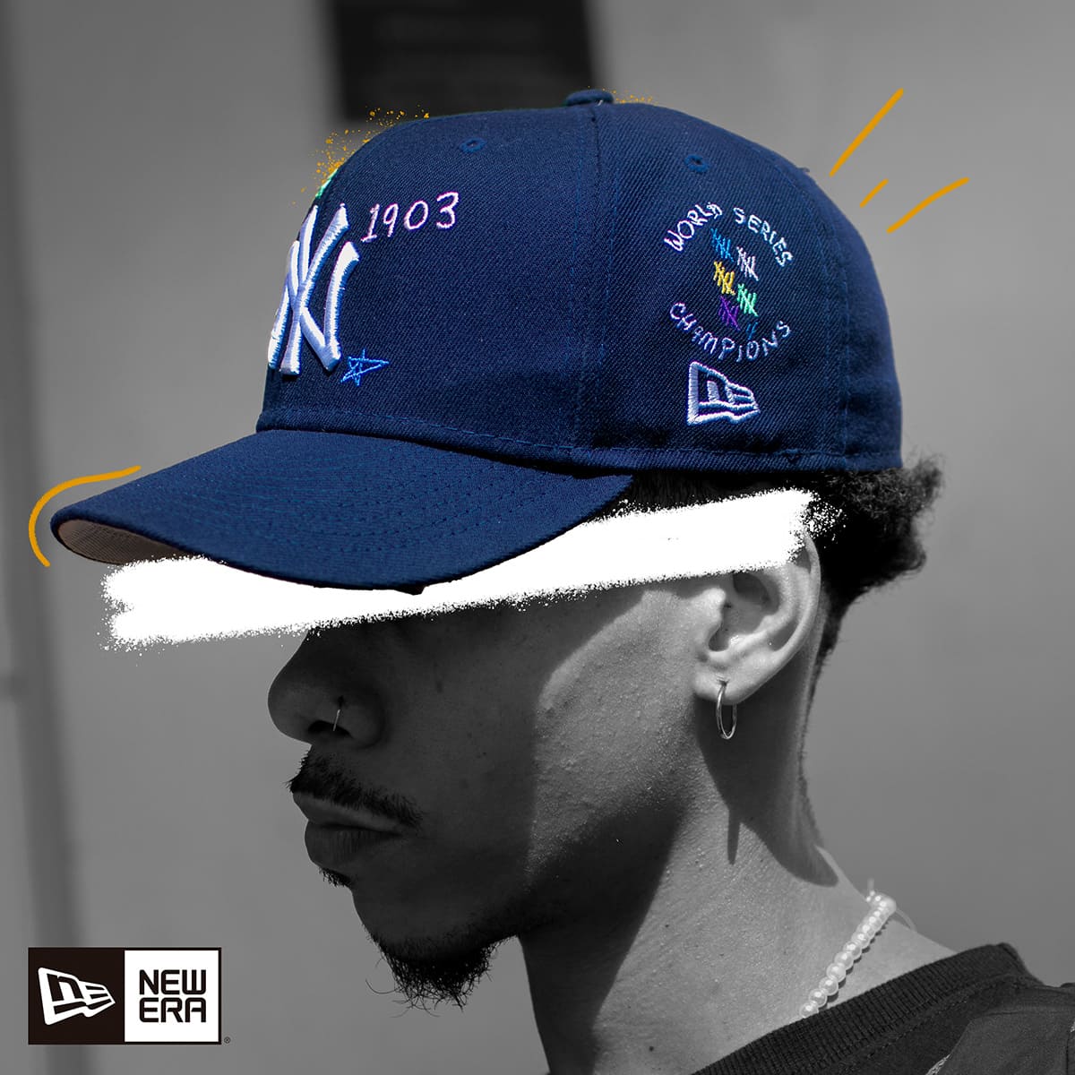 New Era - Boné Yankees azul com detalhes World Series Champions